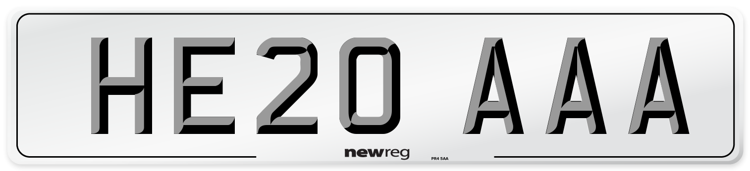 HE20 AAA Number Plate from New Reg
